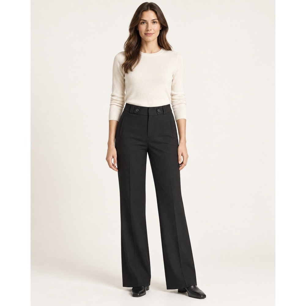 Banana Republic Womens Trousers Size 12 Black Wide Leg Career Workwear Pants